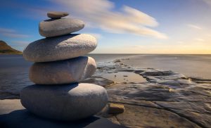 Stacked rocks at shore